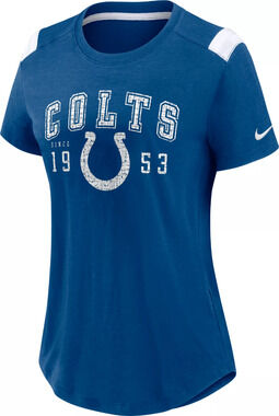 Nike Indianapolis Colts T-Shirt Women's Small Blue Heather Short Sleeve Logo NFL